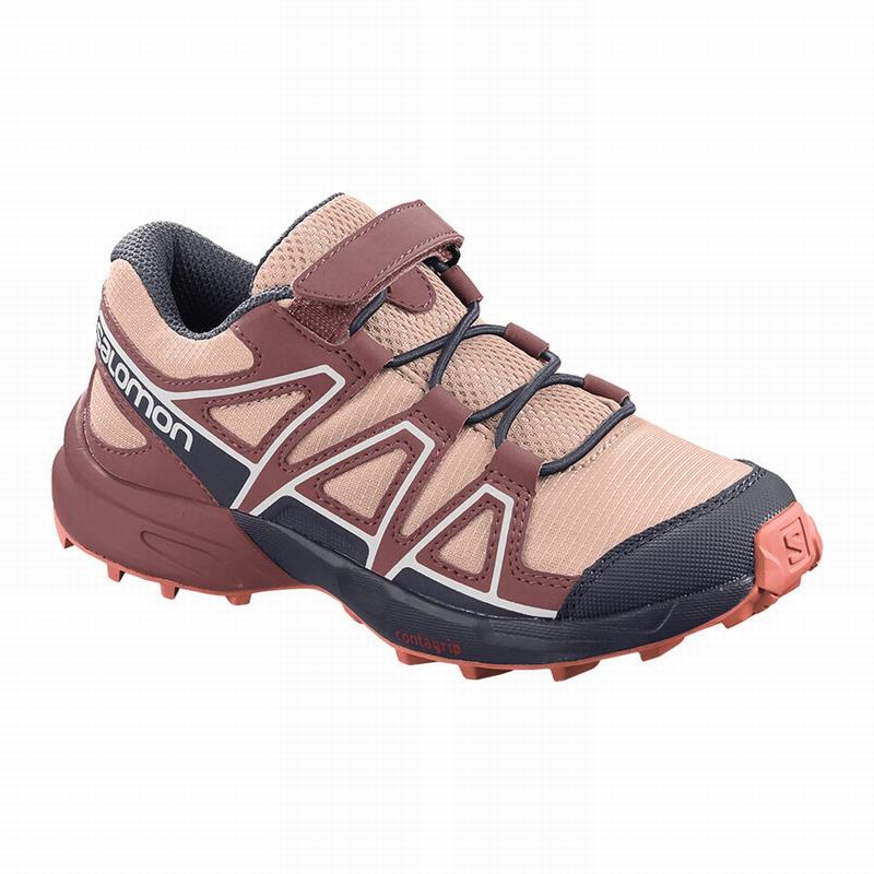 Salomon Israel SPEEDCROSS - Kids Trail Running Shoes - Burgundy/Coral (GISC-02815)